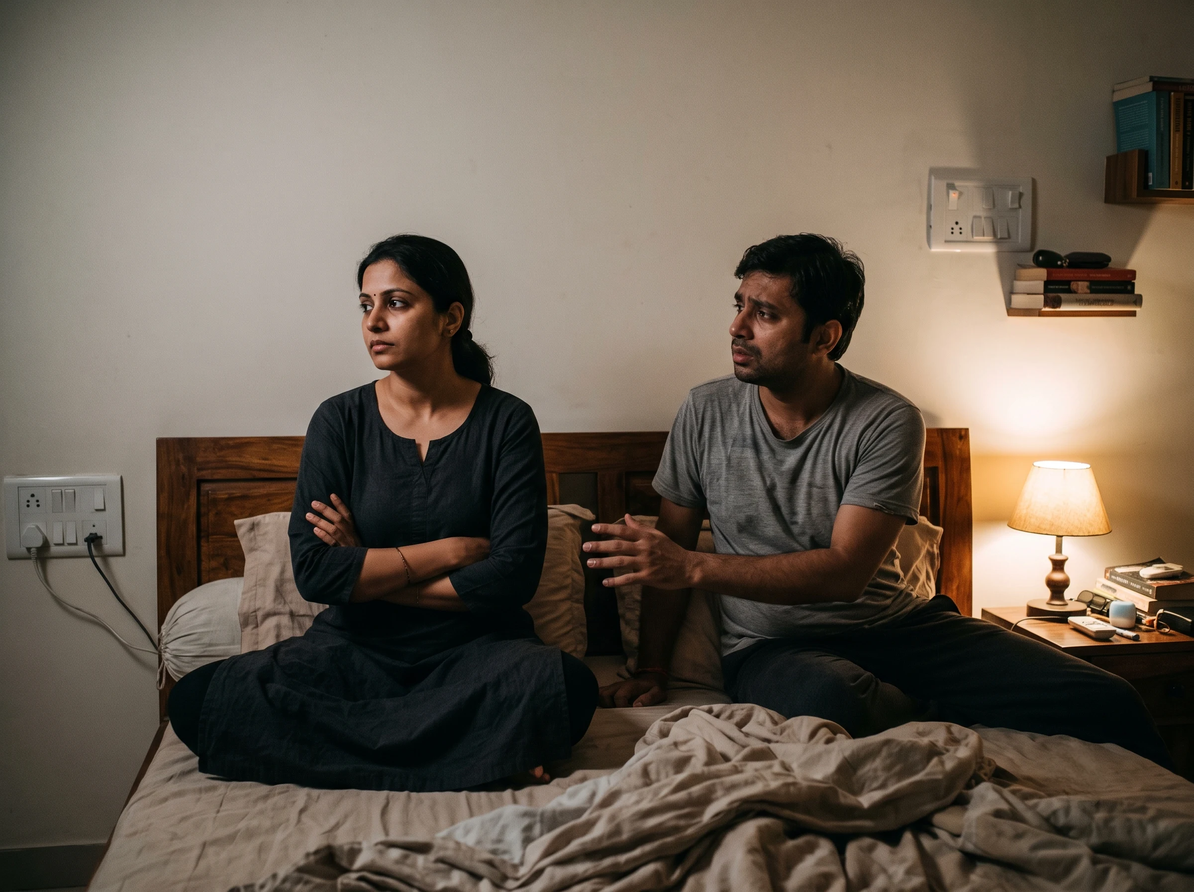 Couple Distant in Bed